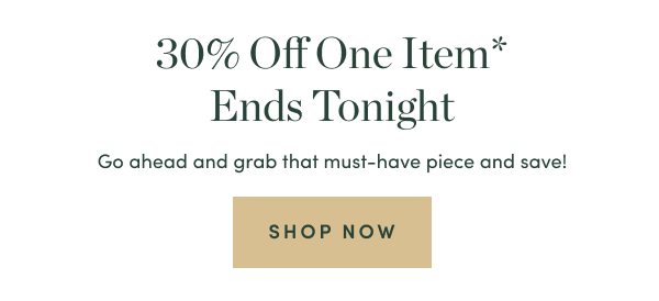 30 Percent Off One Item