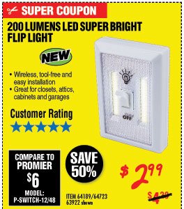 200 Lumen LED Super Bright Flip Light