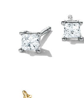 Sterling Silver Princess-Cut Diamond Stud Earrings