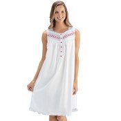 Strawberry Trimmed Elegant Sleeveless Nightgown