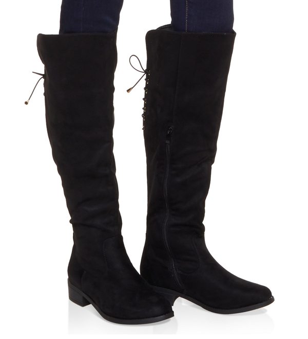 Lace Up Back Over the Knee Boots