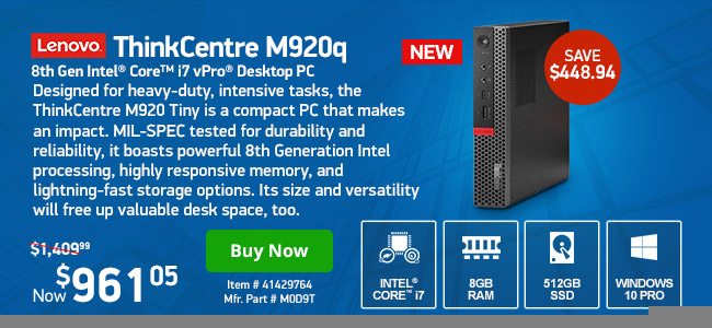 Lenovo ThinkCentre M920q 10RS Tiny 8GB Core™ i7 <span style='color:#cc0000;'>Pro</span> Desktop | 41429764 | Shop Now