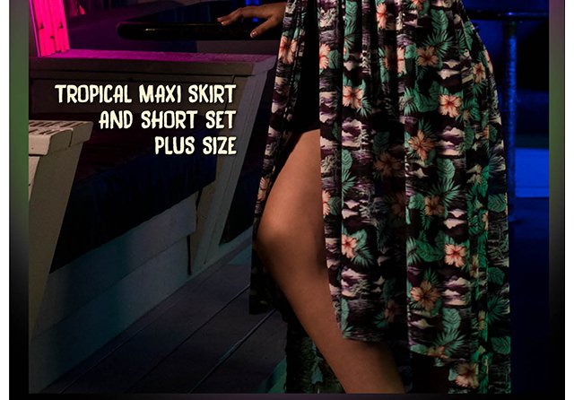 Tropical Maxi Skirt Short Set Plus Size