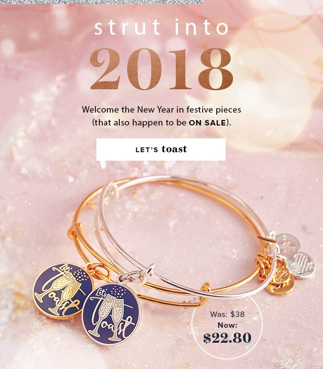 Shop the Let’s Toast Bangle for NYE in our Semi-Annual Charity Sale.