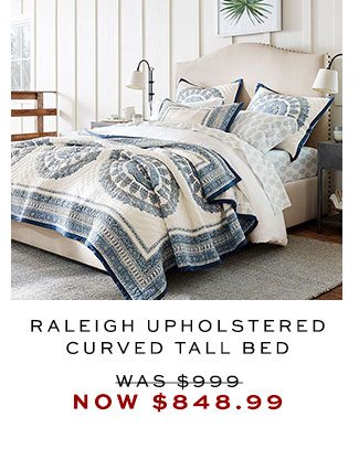 Raleigh Upholstered Curved Tall Bed