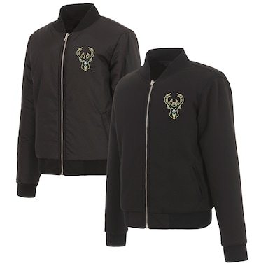 Milwaukee Bucks JH Design Women's Reversible Jacket with Fleece and Nylon Sides - Black