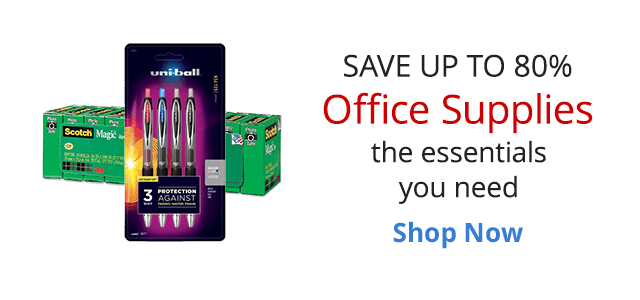 Save up to 80% on office supplies