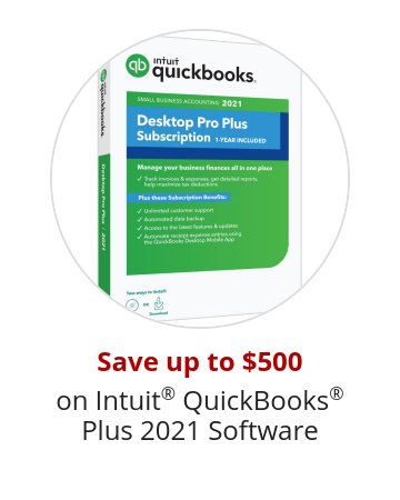 Save up to $500 on Intuit® QuickBooks® Plus 2021 Software