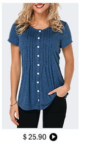 Crinkle Chest Button Up Navy Blue T Shirt