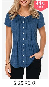 Crinkle Chest Button Up Navy Blue T Shirt