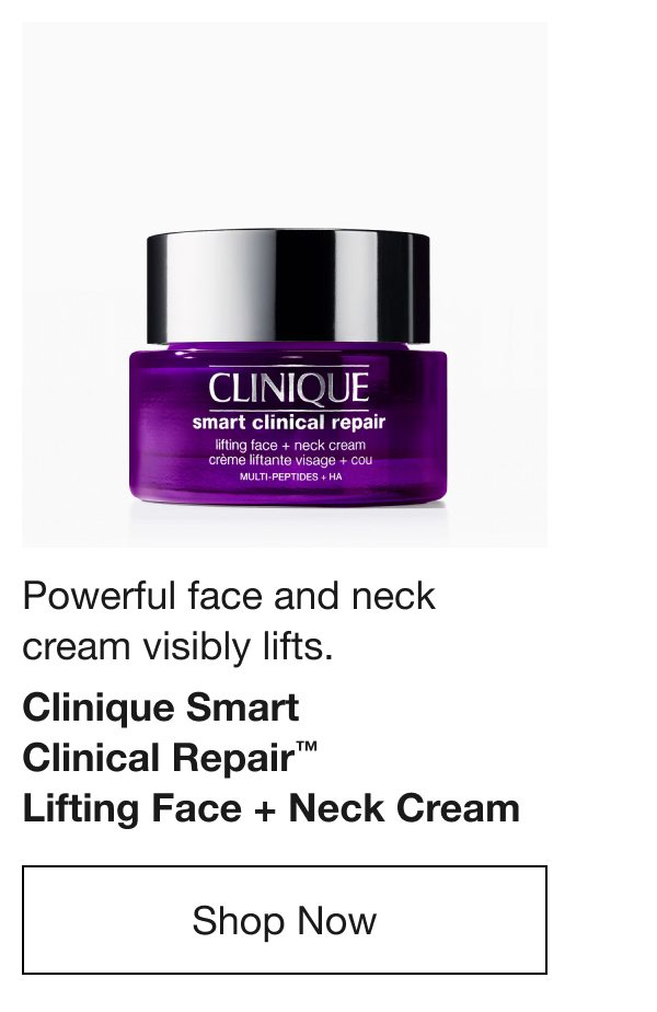 Powerful face and neck cream visibly lifts. | Clinique Smart Clinical Repair™ Lifting Face + Neck Cream | Shop Now