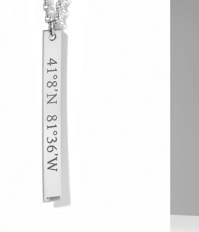 Coordinates Vertical Bar Necklace 14K White Gold 18''