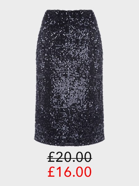  Womens Black Sequin Pencil Skirt