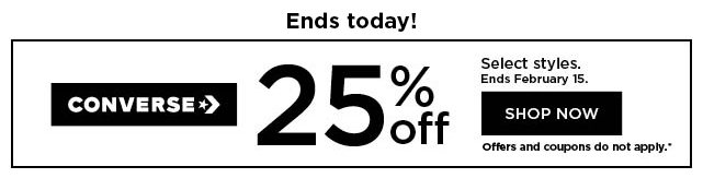 25% off Converse for the family. Offers and coupons do not apply. Shop now