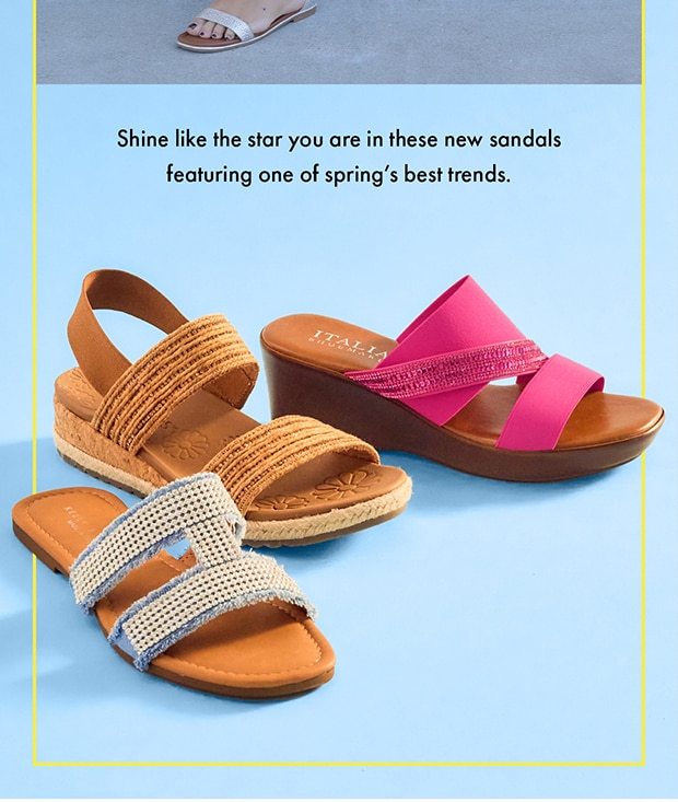 Shine like the star you are in these new sandals featuring one of spring's best trends.