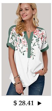 Floral Print Notch Neck Contrast Piping Blouse 