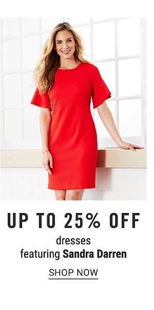 Up to 25% off dresses featuring Sandra Darren. Shop Now.