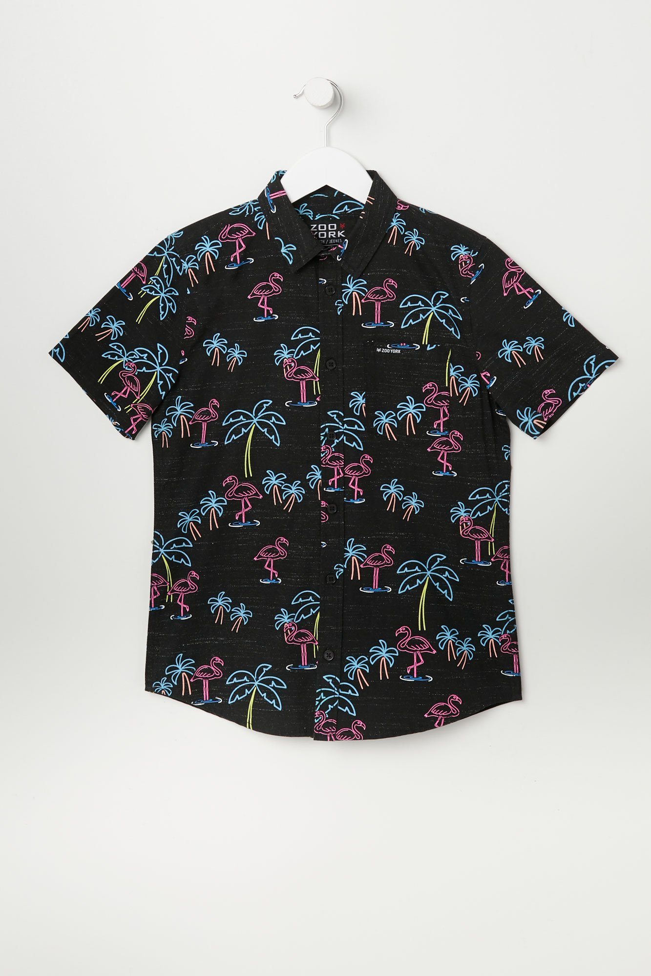 Image of Zoo York Youth Flamingo Print Button-Up