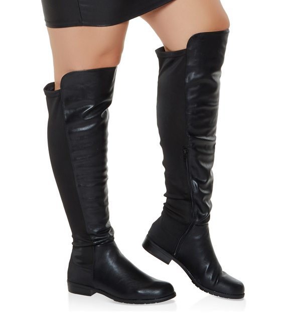 Over the Knee Low Heel Wide Calf Boots