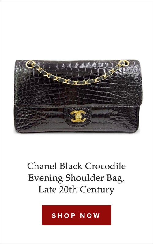 Chanel Black Crocodile Evening Shoulder Bag, Late 20th Century