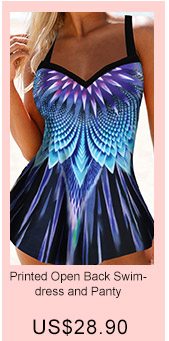 Printed Open Back Swimdress and Panty