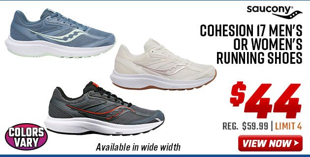 Saucony Cohesion 17 Men's or Women's Running Shoes