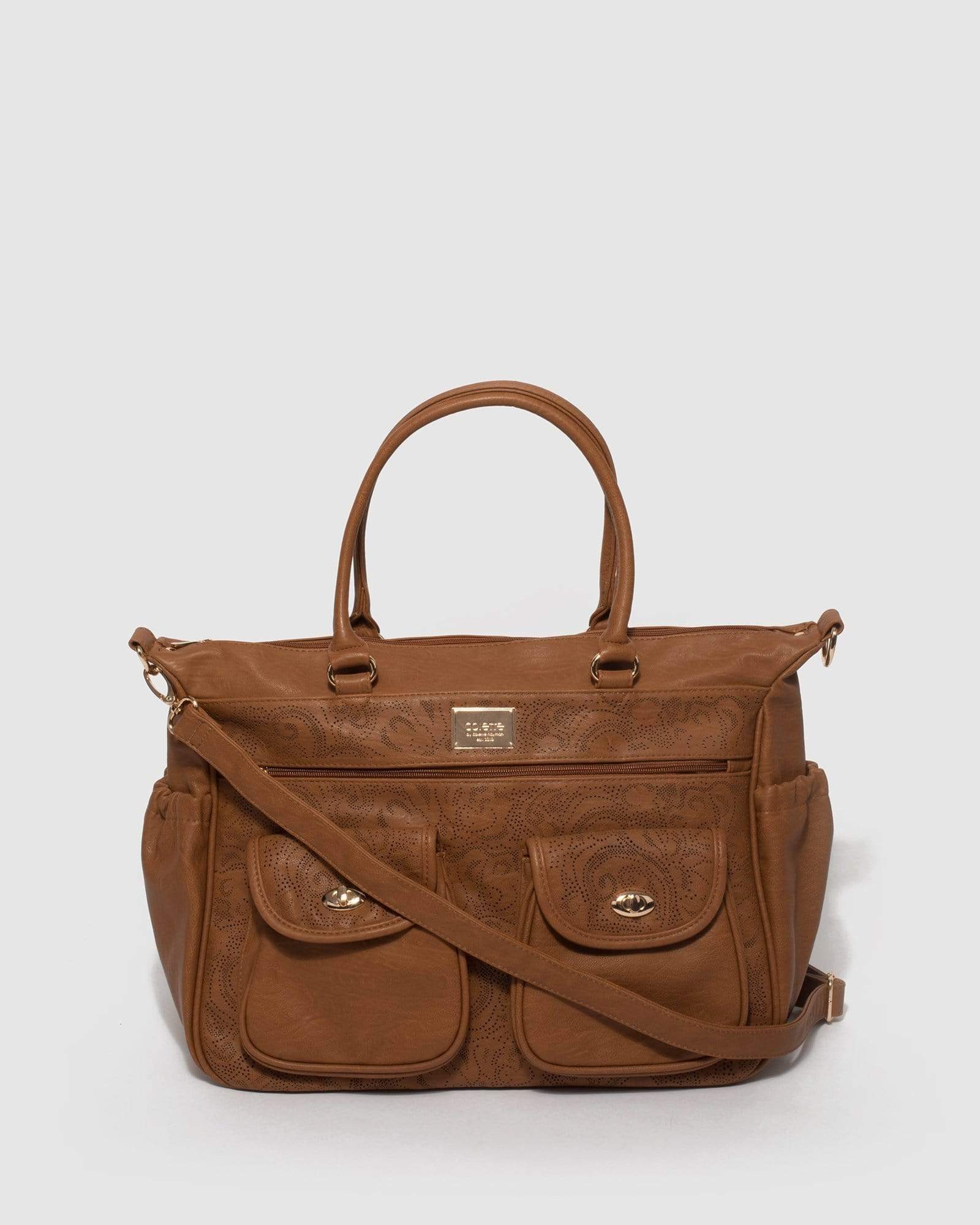 Image of Tan Punch Out Baby Travel Bag