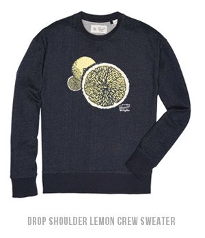 DROP SHOULDER LEMON CREW SWEATER