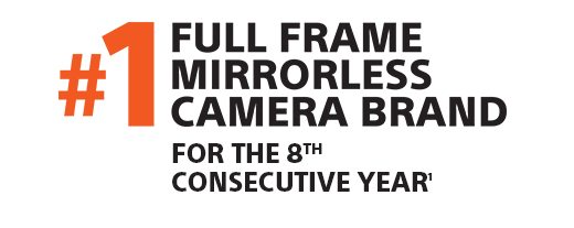 #1 FULL FRAME MIRRORLESS CAMERA BRAND FOR THE 8TH CONSECUTIVE YEAR(1)