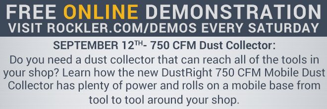 Free Online Demonstration! September 12th - 750 CFM Dust Collector