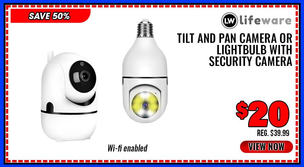 Lifeware Tilt and Pan Camera or Lightbulb with Security Camera