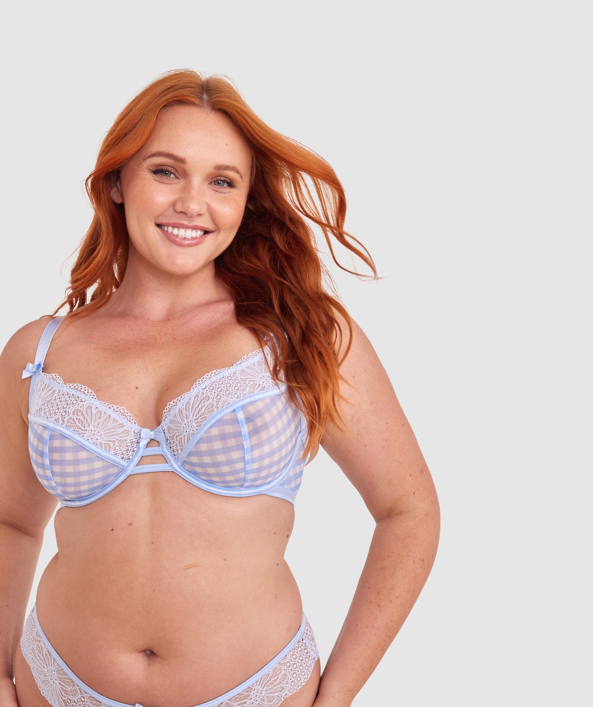 Delta Full Cup Underwire Bra - Blue Check