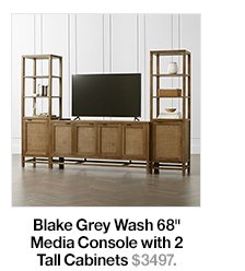 Blake Grey Wash 68” Media Console with 2 Tall Cabinets