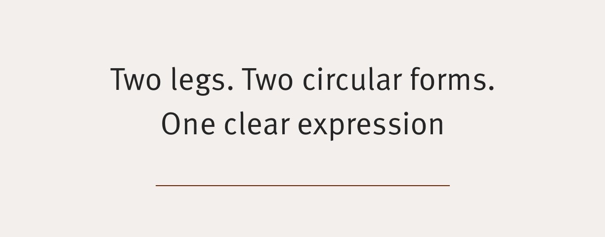 Two legs. Two circular forms. One clear expression
