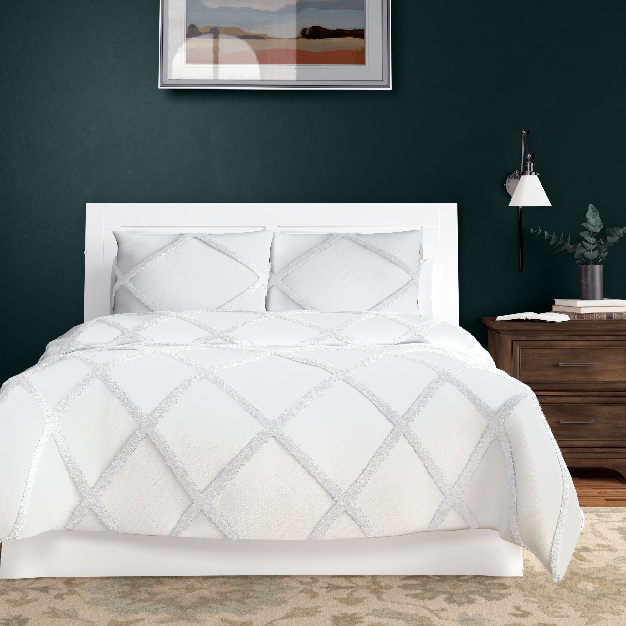 Shameka Chenille Lattice Comforter Set