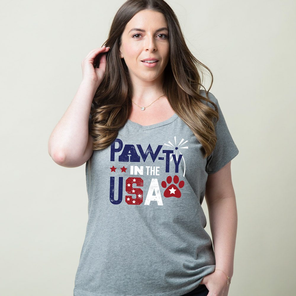 Image of Pawty In The USA Relaxed Fit Heather Grey Tee 🇺🇸 Memorial Day Sale- Save Up to 10% off