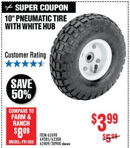 View 10 in. Pneumatic Tire with White Hub