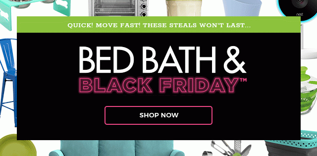 Quick! Move Fast! These Steals Won't Last...Bed Bath & Black Friday™, Shop Now