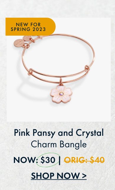 Pink Pansy Charm Bangle |$30