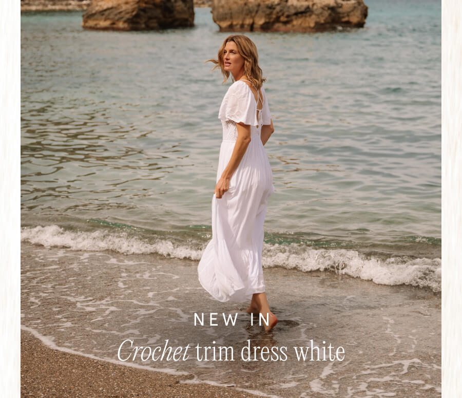 Crochet trim dress white