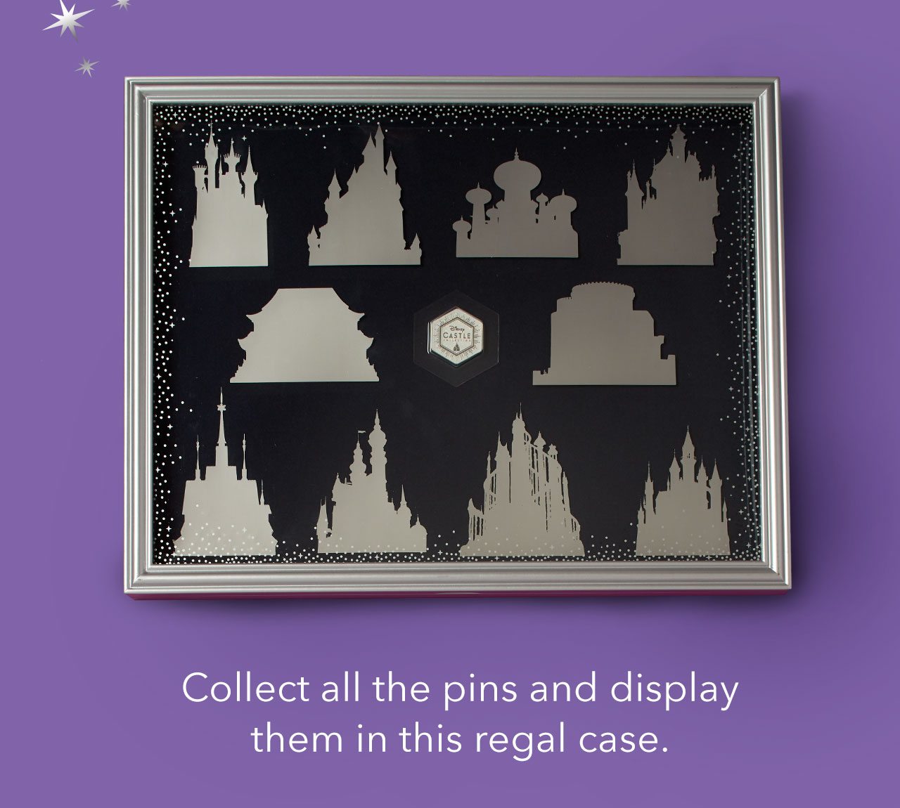 Collect all the pins and display them in this regal case.