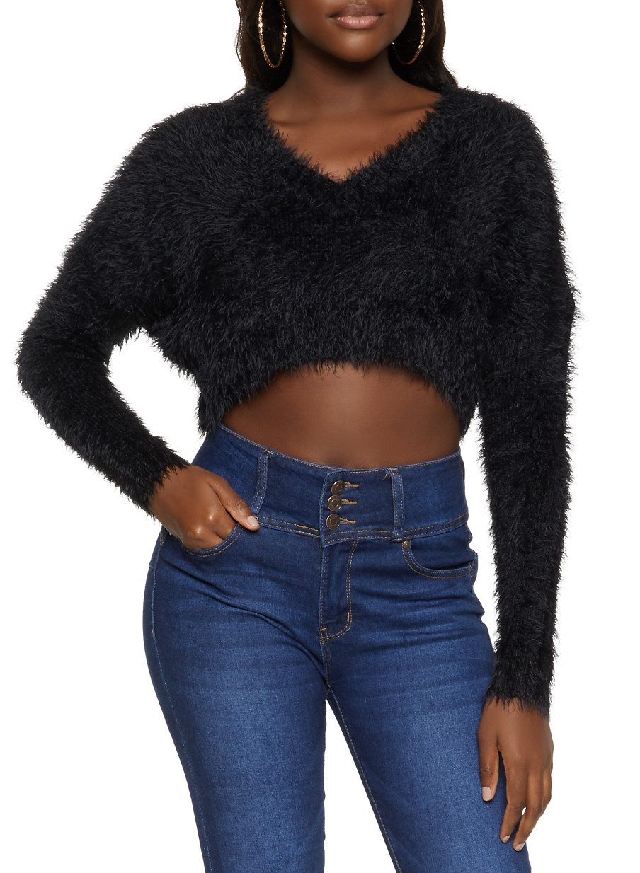 Eyelash Knit Cropped Sweater