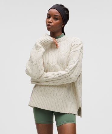 Cable-Knit Oversized Crewneck