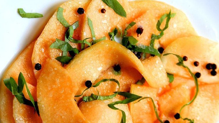 Black Pepper and Honey-Marinated Cantaloupe with Basil