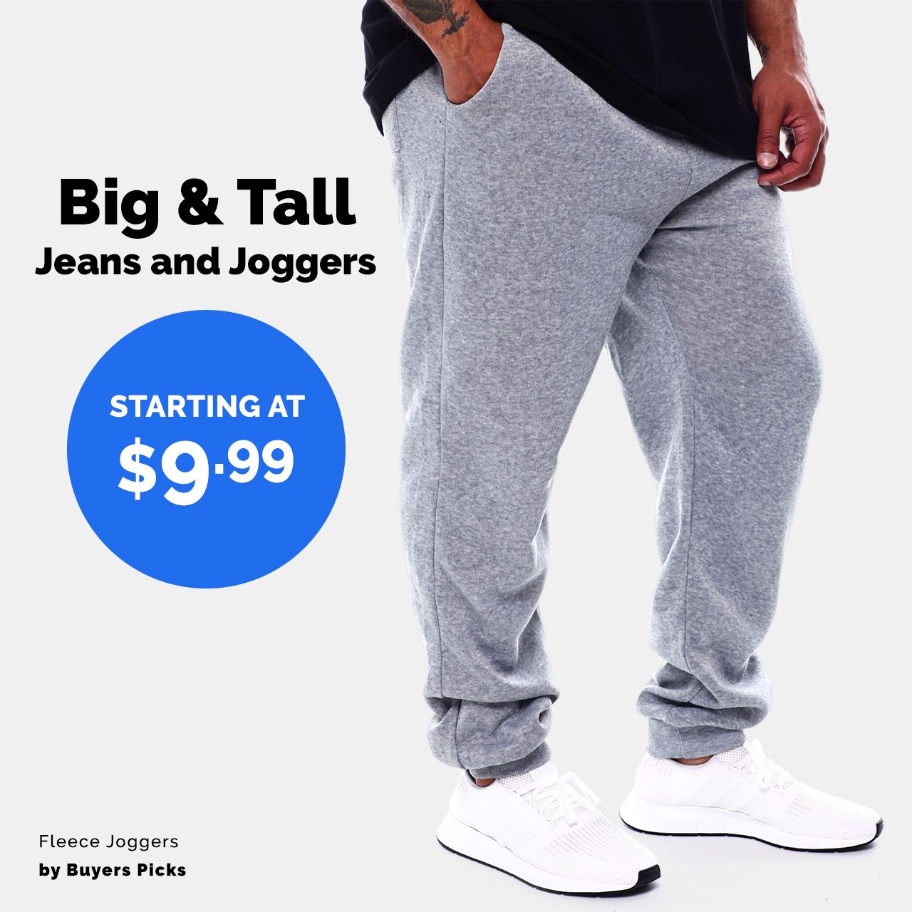 Shop Jeans and Joggers for Men's Big & Tall Starting at $9.99. Featuring Fleece Joggers by Buyers Picks.