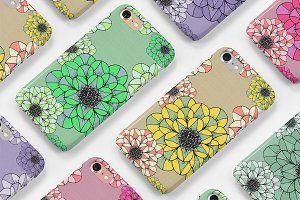 Abstract Flowers Seamless Patterns