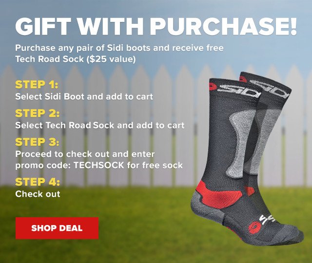 Free Tech Road Sock with purchase of any Sidi Boot - Shop Deal