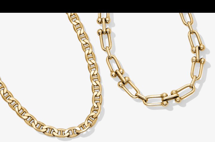 Image showcasing 2 gold chains