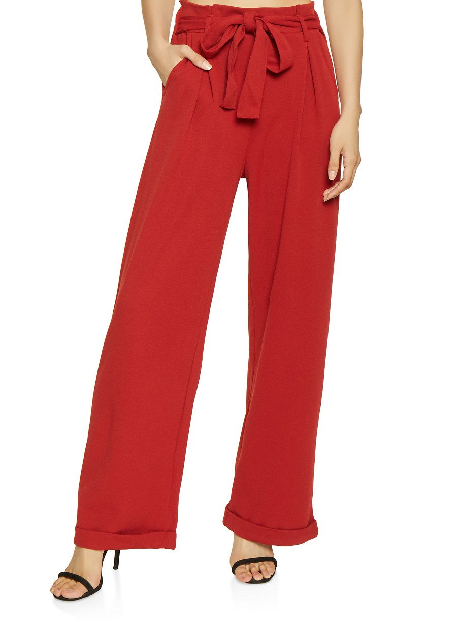 Cuffed Crepe Knit Palazzo Pants