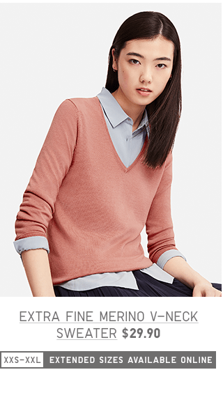 WOMEN EXTRA FINE MERINO V-NECK SWEATER $29.90